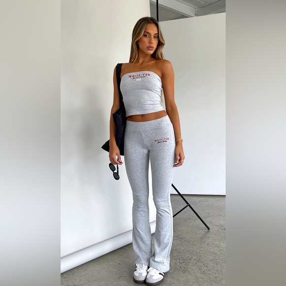 White Fox Boutique Pants - White Fox Boutique A Power Move Flare Pant Grey Marle Sz Xs